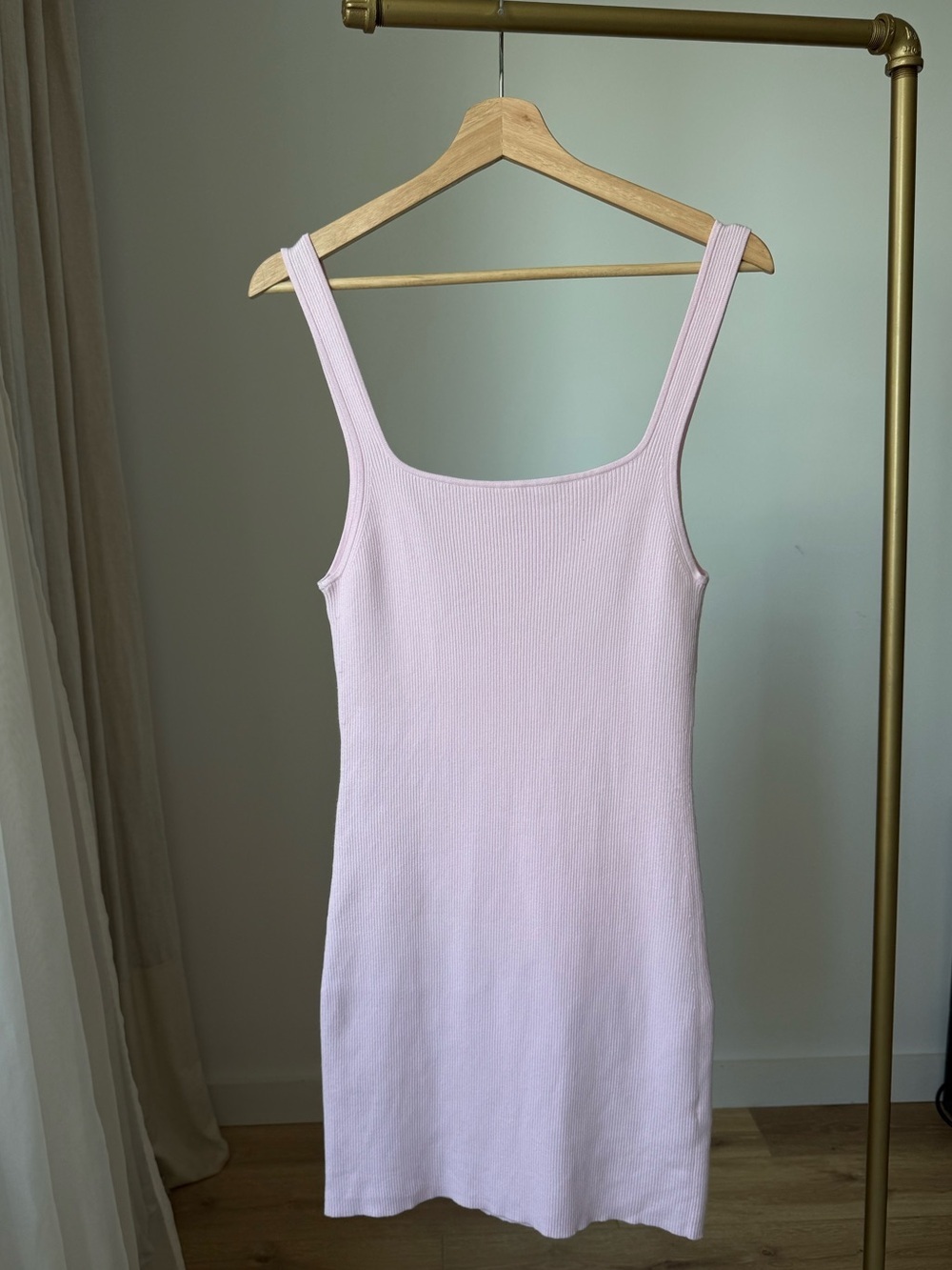 Aritzia Wilfred Ribbed Light Pink Mini Tank Dress L